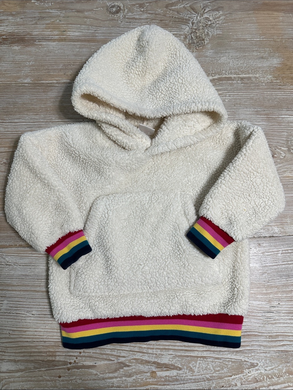 Hanna Andersson Rainbow Sherpa Marshmallow Pullover 3T